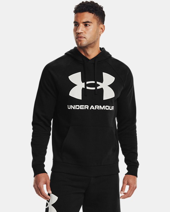 เสื้อฮู้ด UA Rival Fleece Big Logo สำหรับผู้ชาย, Black, pdpMainDesktop image number 0